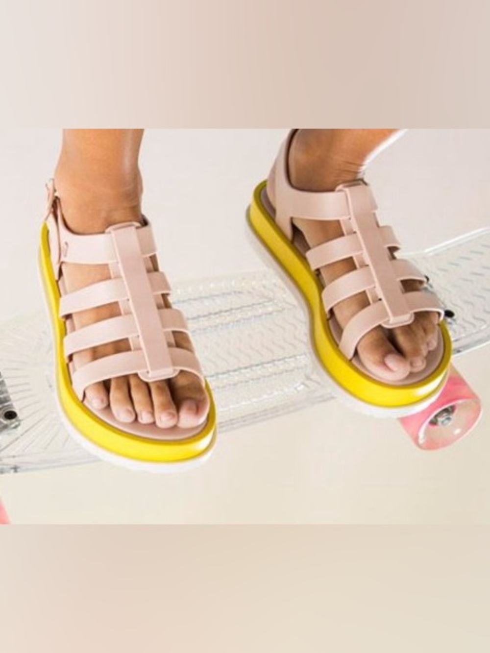 Melissa Flox III in yellow pink jelly fisherman sandals platform SZ 36 / US 5 - Picture 2 of 10